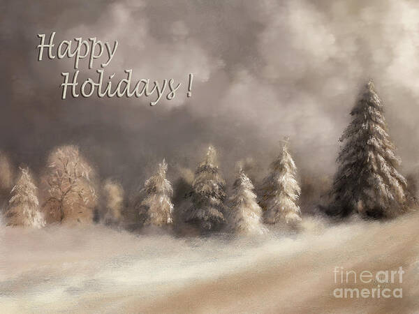 Winter Art Print featuring the digital art The Snowy Road Happy Holidays Version by Lois Bryan