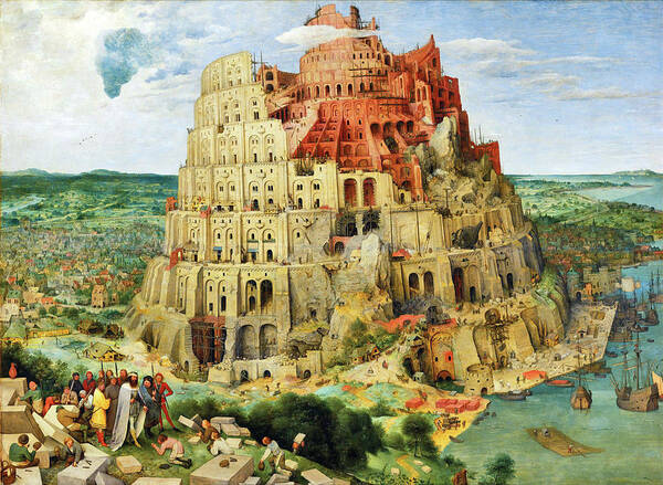 Babel Art Print featuring the painting The Tower of Babel by Long Shot