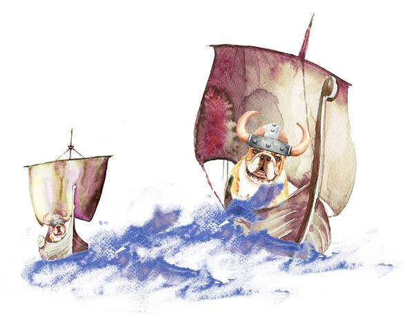 Fun Art Print featuring the painting The Vikings Are Arriving by Miki De Goodaboom