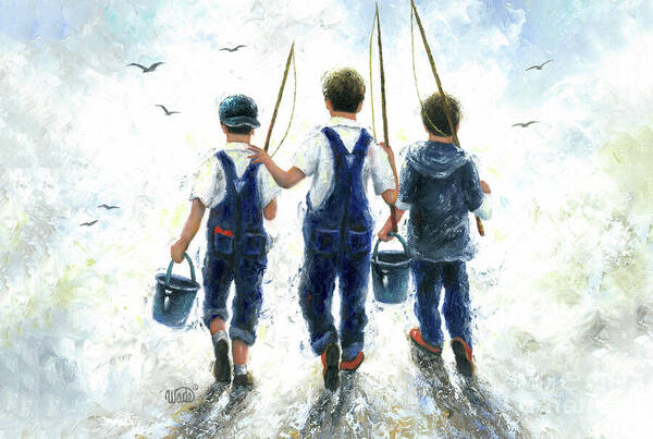 Three Boys Going Fishing Art Print