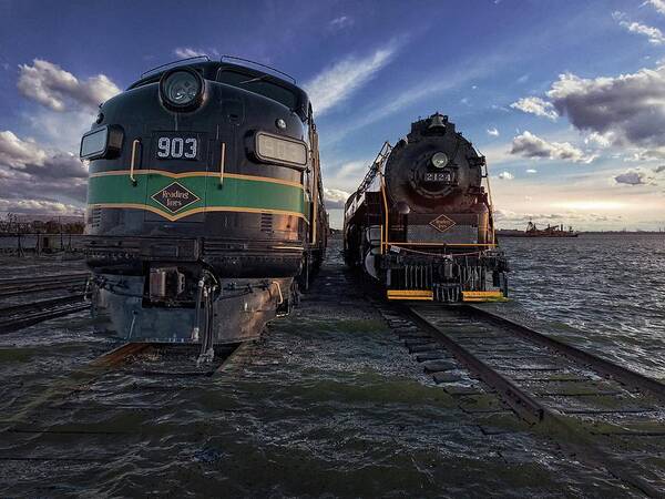 Train Art Print featuring the photograph Trains, Red Hook Waterfront in Brooklyn by Carol Whaley Addassi