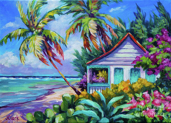 Art Art Print featuring the painting Tropical Island Cottage by John Clark