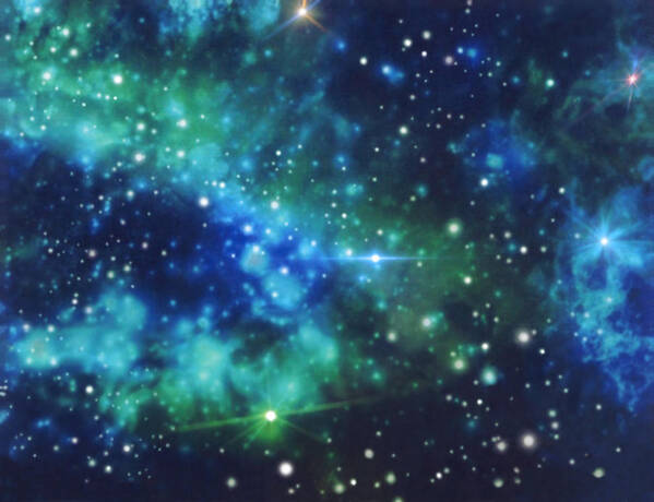 Galaxy Art Print featuring the digital art Turquoise Nebula by Mary J Winters-Meyer
