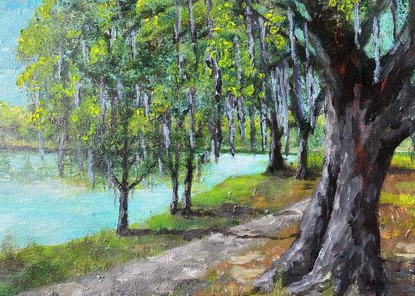 Tuscawilla Park Art Print featuring the painting Tuscsawilla Park Walking Path by Larry Whitler