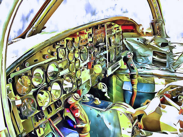 T-37 Art Print featuring the mixed media Tweet Cockpit by Christopher Reed