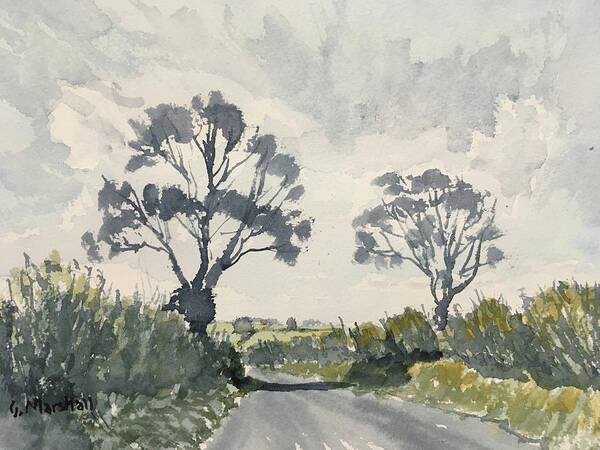 Watercolour Art Print featuring the painting Two Trees on Thwing Road by Glenn Marshall