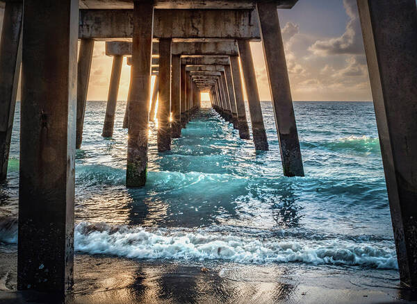 Pier Art Print featuring the photograph Under The Juno Pier by Rebecca Herranen