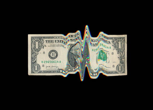 Forecasting Art Print featuring the photograph US dollar bill with glitch effect by Michael Raines