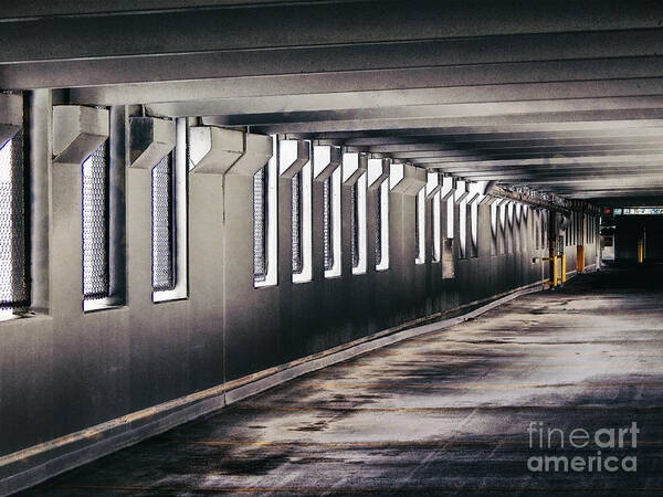 Parking Structure Art Print featuring the digital art Vacant Parking Structure by Phil Perkins