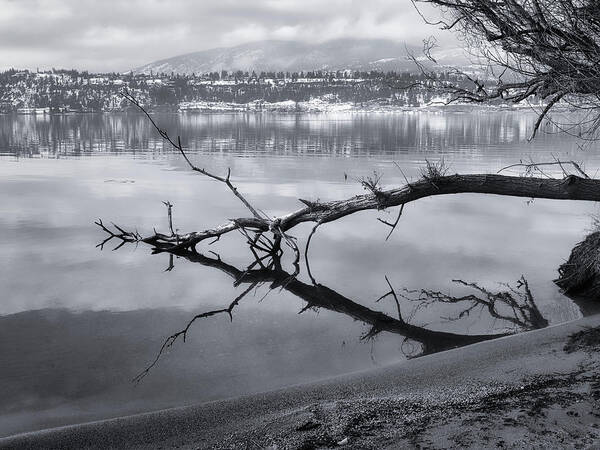 Landscape Art Print featuring the photograph View of West Kelowna Black and White by Allan Van Gasbeck