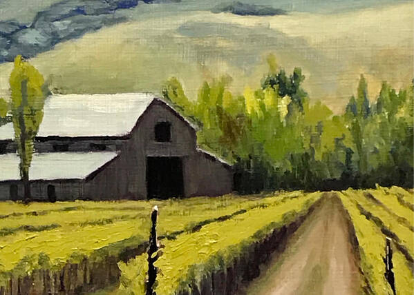 Vineyard Art Print featuring the painting Vineyard Barn by Lisa Marie Smith