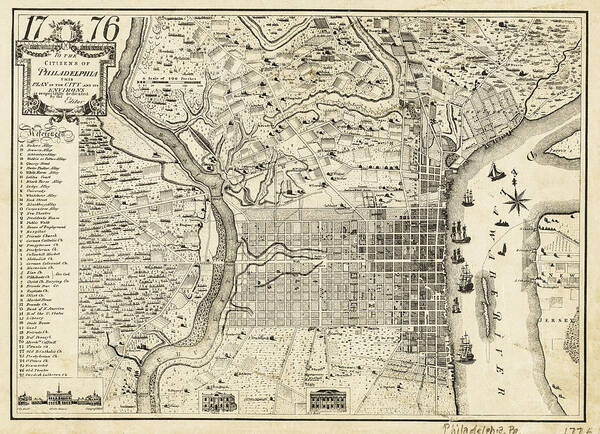 Philadelphia Art Print featuring the photograph Vintage Map of Philadelphia Pennsylvania 1776 by Carol Japp