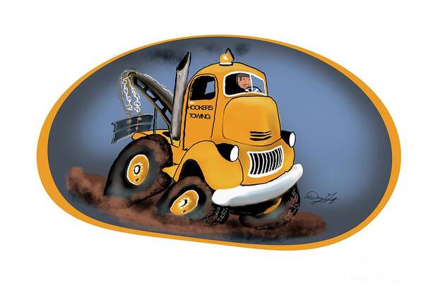 Tow Truck Art Print featuring the digital art Vintage Tow Truck by Doug Gist