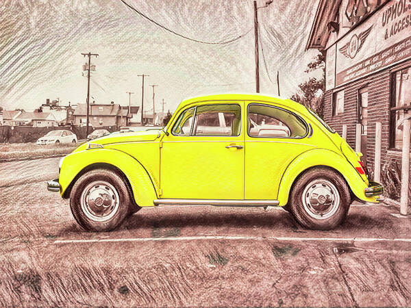 Selective Coloring Art Print featuring the photograph Vintage VW Series - Yellow by Bellesouth Studio