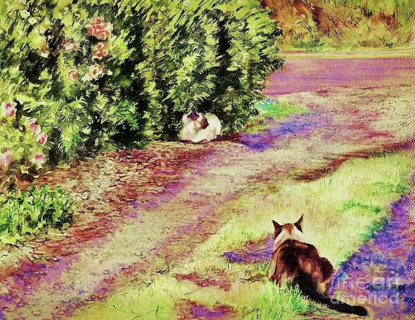 Cynthia Pride Watercolor Painting Art Print featuring the painting Waiting by Cynthia Pride