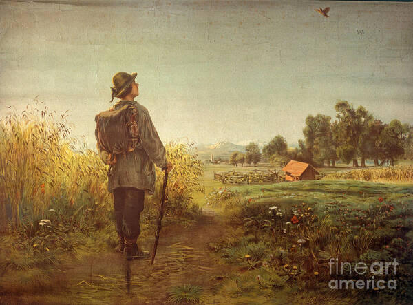 19th Century Art Print featuring the painting Wanderer and Lark by Wilhelm Hey