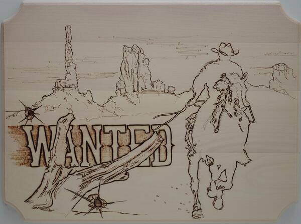 Pyrography Art Print featuring the pyrography Wanted by Sean Connolly