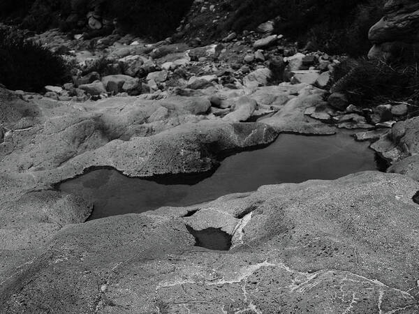 Black And White Art Print featuring the photograph Water In Wash by John Vail