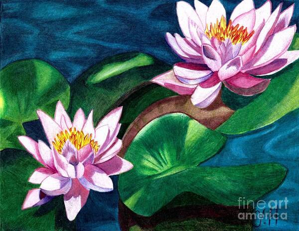 Flowers Art Print featuring the digital art Water lilies by Yenni Harrison