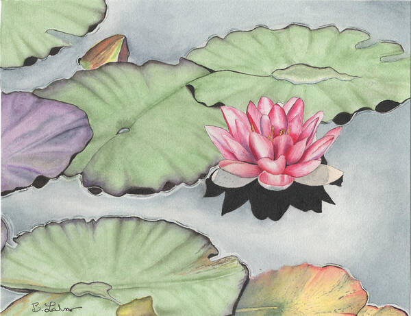 Water Lily Art Print featuring the painting Water Lily by Bob Labno