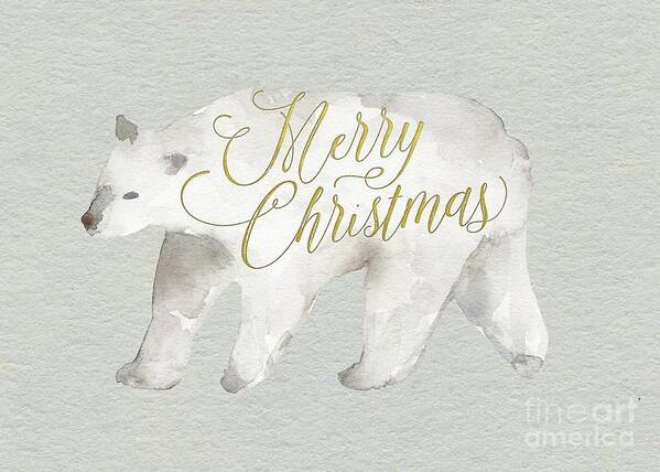 Merry Christmas Art Print featuring the painting Watercolor Polar Bear by Modern Art