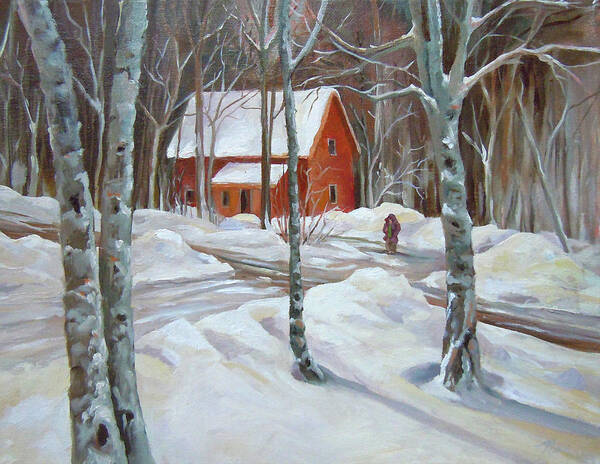Waterville Estates New Hampshire Art Print featuring the painting Winter in the Woods by Nancy Griswold