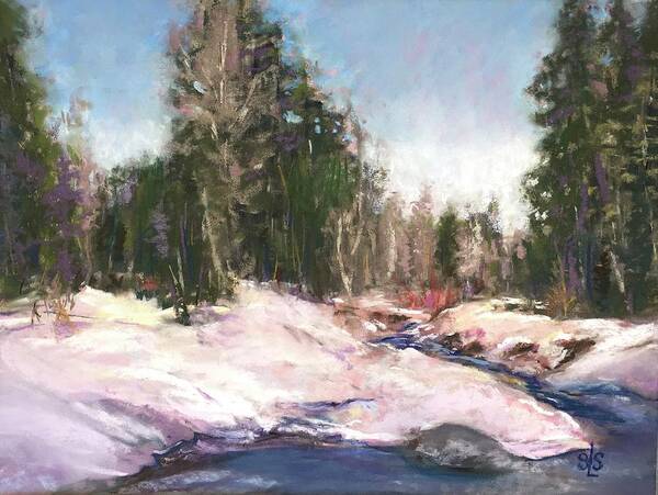 Snowy Scene Art Print featuring the pastel Winter Reverie by Sandra Lee Scott
