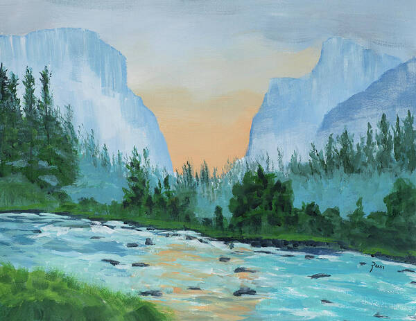 Landscape Art Print featuring the painting Yosemite Valley by Mark Ross