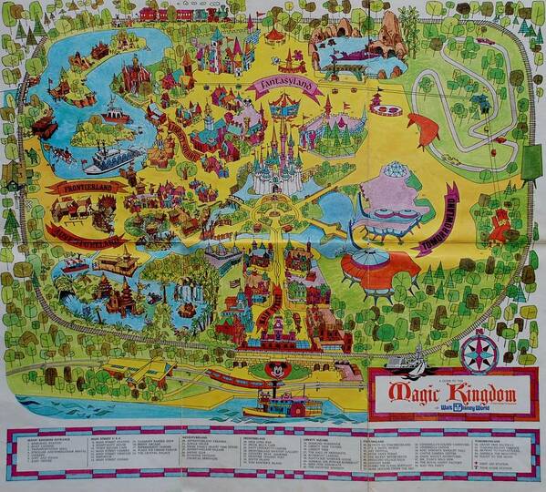 Walt Disney World Art Print featuring the photograph 1971 Original Map Of The Magic Kingdom by Rob Hans