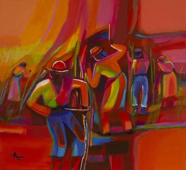 Abstract Art Print featuring the painting Cane Harvest by Cynthia McLean