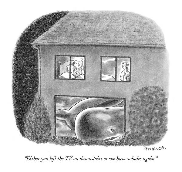 Nature Problems Art Print featuring the drawing Either You Left The Tv On Downstairs Or by Pat Byrnes
