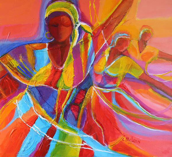 Abstract Art Print featuring the painting Belle Dancers by Cynthia McLean