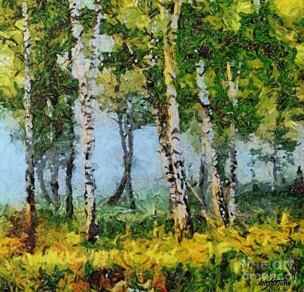 Floral Art Print featuring the painting Birches in the spring by Dragica Micki Fortuna