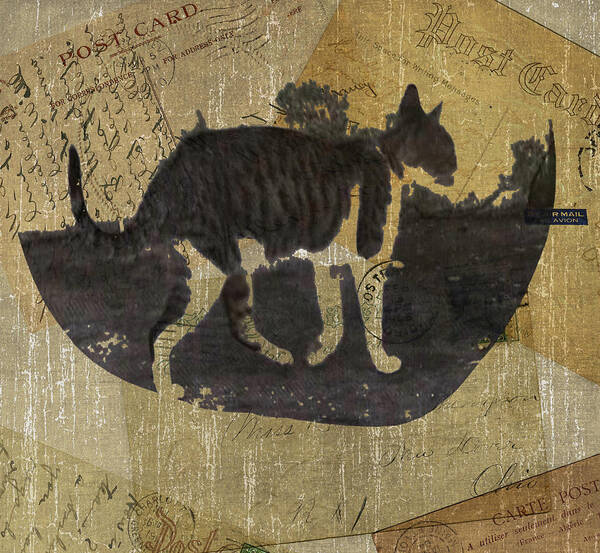 Cat Travels Art Print featuring the digital art Cat Travels by Kandy Hurley