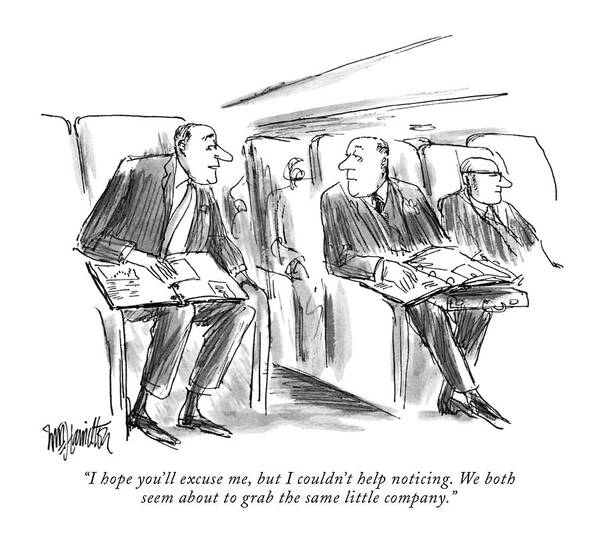One Businessman To Another. They Are Seated Across From Eachother On A Plane - Each Has Plans Laid Out Before Him. William Hamilton Travel Business Management Jargon Mergers Competition Coincidence
Airplane Jetplane Artkey 52844 Art Print featuring the drawing I Hope You'll Excuse by William Hamilton