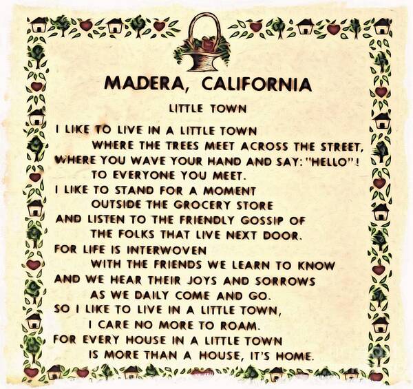 Photo Of A Tile Art Print featuring the photograph Madera CA Little Town by Phyllis Kaltenbach