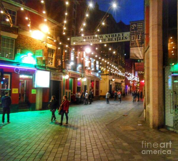 The Cavern Club Art Print featuring the photograph Mathew Street at Night by Joan-Violet Stretch