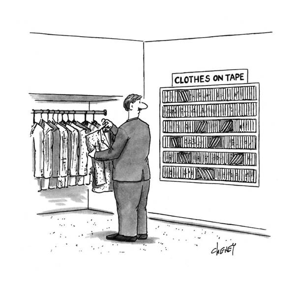 (a Man Shopping For Clothes Sees A Shelf Marked Art Print featuring the drawing New Yorker November 7th, 1994 by Tom Cheney