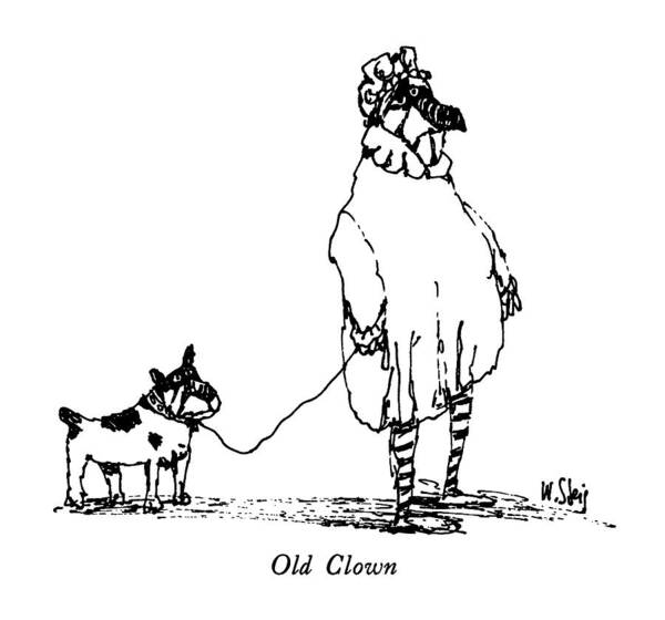 Old Clown
No Caption
Old Clown:title.picture Of An Old Clown With A Dog On A Leash Nearby. Artkey 37989 Art Print featuring the drawing Old Clown by William Steig