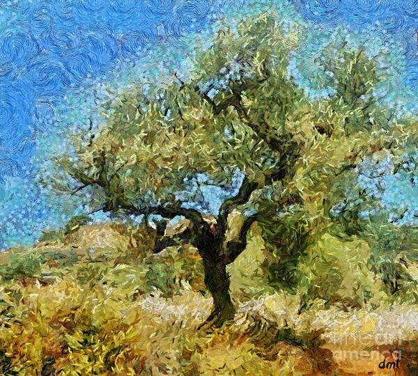 Landscapes Art Print featuring the mixed media Olive tree on Van Gogh manner by Dragica Micki Fortuna