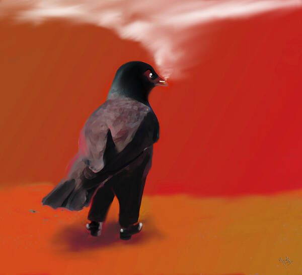 Raven Art Print featuring the digital art Out for a walk... by Marcello Cicchini