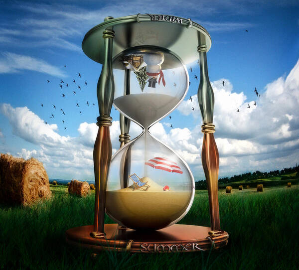Hourglass Art Print featuring the digital art Parallel and Complementary by Alessandro Della Pietra