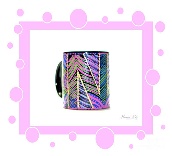 Cup Art Print featuring the glass art Pink Card by Oksana Semenchenko