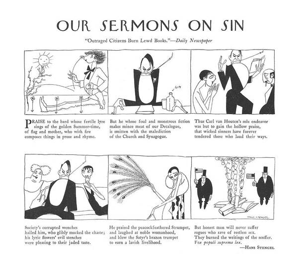Our Sermons On Sin Art Print featuring the drawing Praise To The Bard Whose Fertile Lyre Sings by Hans Stengel