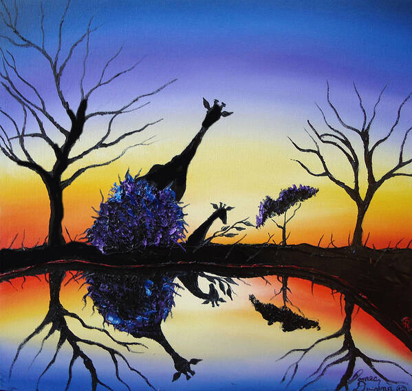  Art Print featuring the painting Purple Reflection Of Serengeti by James Dunbar