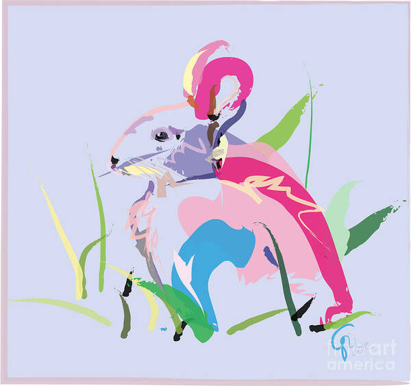 Pet Art Print featuring the painting Rabbit - Bunny In Color by Go Van Kampen
