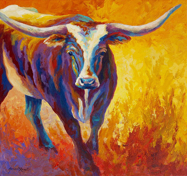 Longhorn Art Print featuring the painting Stepping Out - Longhorn by Marion Rose