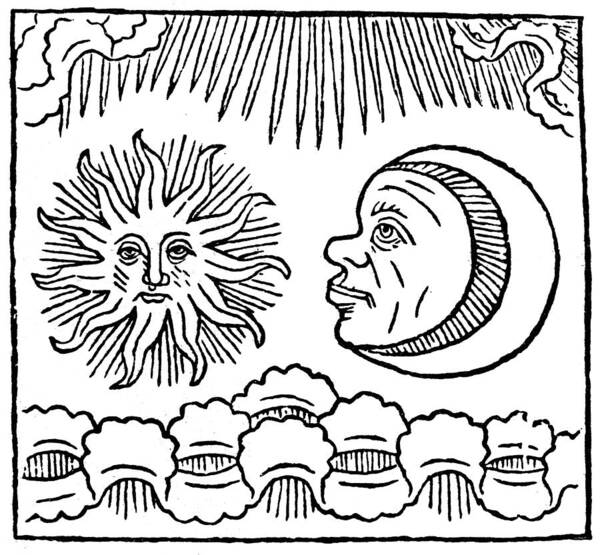 1480 Art Print featuring the painting Sun And Moon, 1480 by Granger