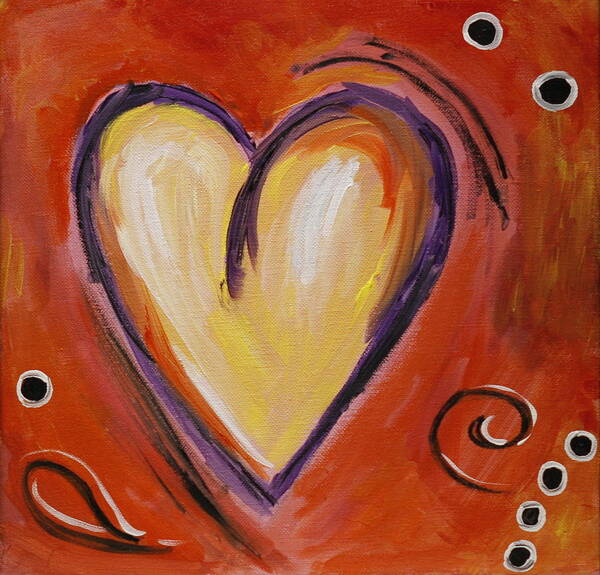 Heart Art Print featuring the painting Whimsical Abstract Art - With All My Heart by Karyn Robinson