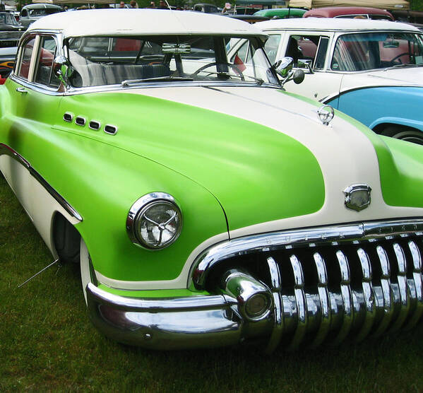 Classic Cars Art Print featuring the photograph Lime Green 1950s Buick by Kym Backland